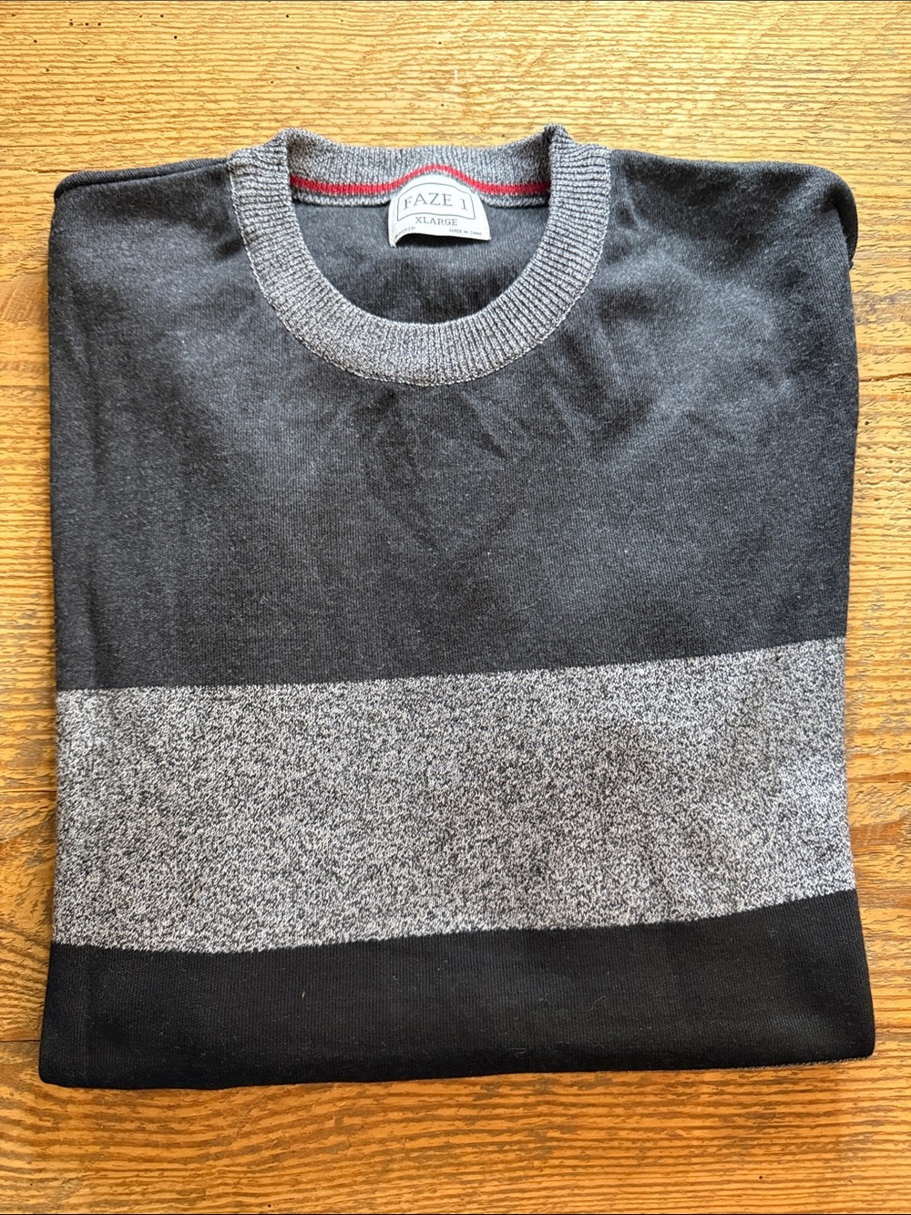FAZE Men’s Black & Gray Block Crewneck Sweater